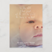 neue Geburtsankündigung Foto Postkarte (Vorderseite)