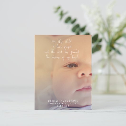 neue Geburtsankündigung Foto Postkarte (Stehend Vorderseite)