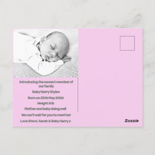 neue Geburtsankündigung für Mädchen Postkarte