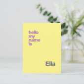 neue Geburtsankündigung gelbe lila Postkarte (Stehend Vorderseite)