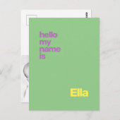 neue Geburtsankündigung Grün lila Postkarte (Vorne/Hinten)