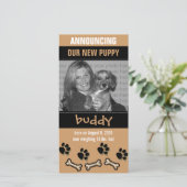 Neue Geburtsankündigung von Haustieren Ankündigung (Stehend Vorderseite)