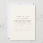 Neue Geburtshilfeverkündung für Baby mit Foto Einladung (Rückseite)