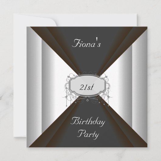 NEUE Geburtstagspartei Black Silver Einladung (Vorderseite)