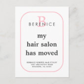 Neue Geschäftsadresse Typografie Monogram Moving Ankündigungspostkarte (Vorderseite)