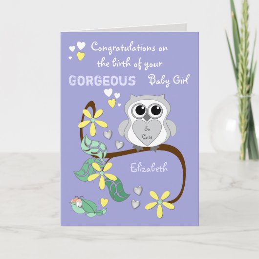 Neue Glückwünsche für kleine Kinder lila mit einer Karte (Vorderseite)