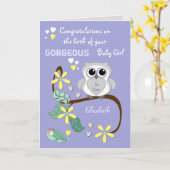 Neue Glückwünsche für kleine Kinder lila mit einer Karte (Gelbe Blume)