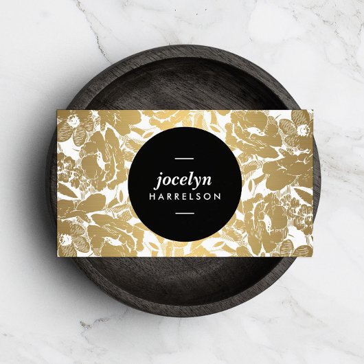 Neue Gold Blume Black Circle Business Card Visitenkarte