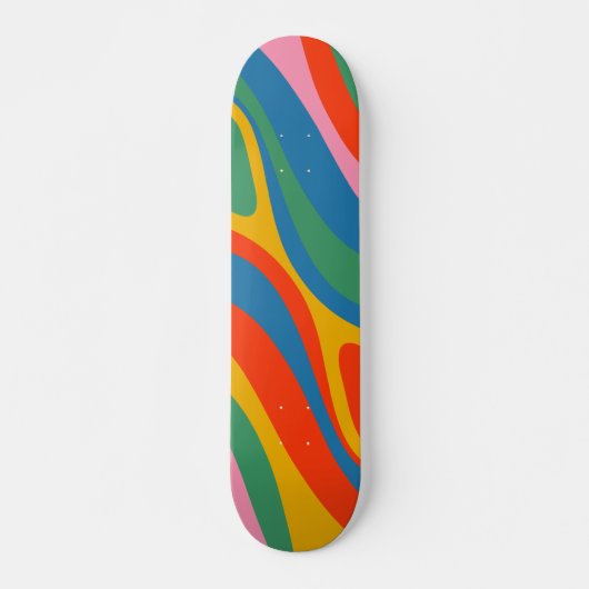 Neue Groove Colorful Retro Rainbow Trippy Abstrakt Skateboard (Vorne)