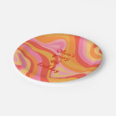 Neue Groove Retro Abstrakt rosa Orange Personalisi Pappteller (Schrägansicht)