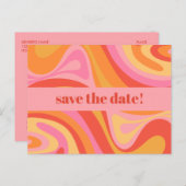 Neue Groove Retro Abstrakt Rosa und Orange Postkarte (Vorne/Hinten)