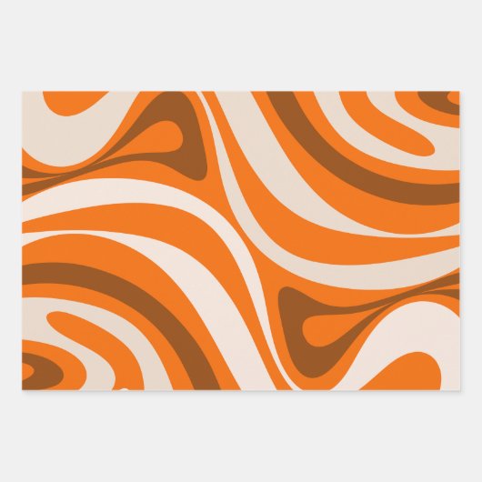 Neue Groove Retro Abstrakte Muster Orange Brown Geschenkpapier Set (Vorderseite 2)
