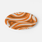 Neue Groove Retro Abstrakte Muster Orange Brown Pappteller (Schrägansicht)