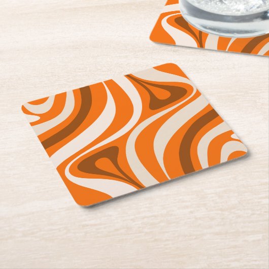 Neue Groove Retro Abstrakte Muster Orange Brown Rechteckiger Pappuntersetzer (angewinkelt)