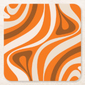Neue Groove Retro Abstrakte Muster Orange Brown Rechteckiger Pappuntersetzer (Vorderseite)