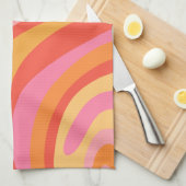 Neue Groove Retro Abstrakte Muster Rosa und Orange Geschirrtuch (Viertel Falte)