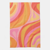 Neue Groove Retro Abstrakte Muster Rosa und Orange Geschirrtuch (Vertikal)