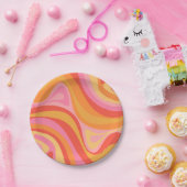 Neue Groove Retro Abstrakte Muster Rosa und Orange Pappteller (Party)