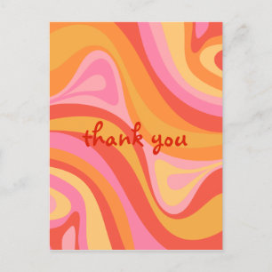 Neue Groove Retro Abstrakte Pink Orange Danke Postkarte
