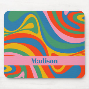 Neue Groove Retro Trippy Abstrakt mit Namen Mousepad