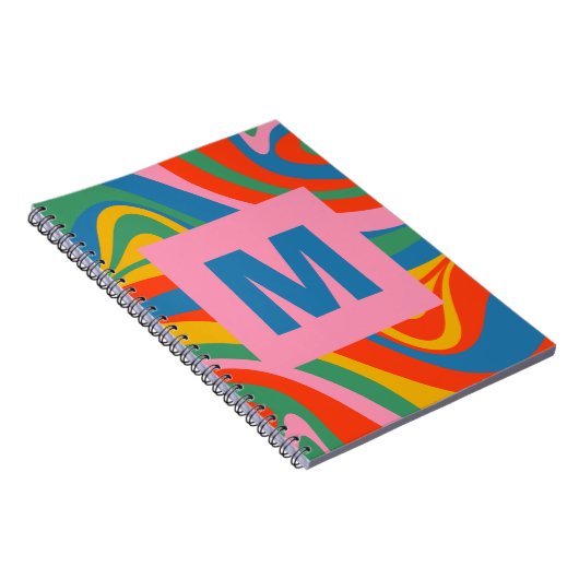 Neue Groove Retro Trippy Abstrakte Initial Notizblock (Rechte Seite)