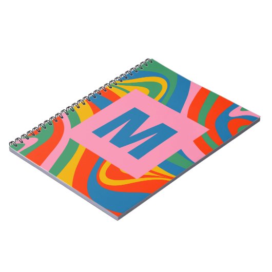 Neue Groove Retro Trippy Abstrakte Initial Notizblock (Linke Seite)