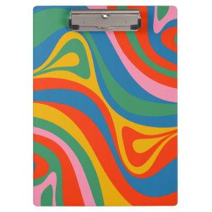 Neue Groove Retro Trippy Farbige Abstrakte Muster Klemmbrett