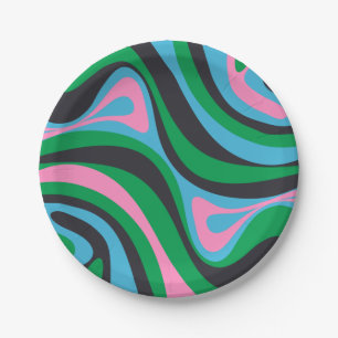 Neue Groove Trippy Retro Farbige Abstrakte Muster Pappteller