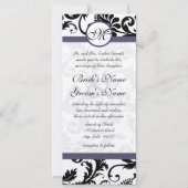 Neue Größe Damask Wirbel Hochzeitsfeier Einladung (Vorderseite)