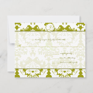 Neue Größe Olive Limon Damask Hochzeitsstiftung UA RSVP Karte