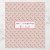 Neue Großeltern Est. niedliches Storchmuster 2022 Weinetikett (Einzelnes Label)