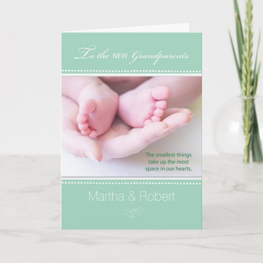 Neue Großeltern Gender Neutral Green Karte (Vorderseite)