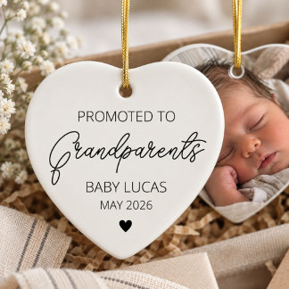 Neue Großeltern Weiße Schrift Baby-Foto-Andenken Keramik Ornament