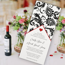 Neue Größen Black Damask Wirbel Hochzeitsfeier Einladung