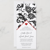 Neue Größen Black Damask Wirbel Hochzeitsfeier Einladung (Vorderseite)