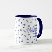 Neue Großmutter Blau und Weiße Blüten Tasse (VorderseiteRechts)