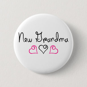 Neue Großmutter-Rosa-Schwarz-Herzen Button