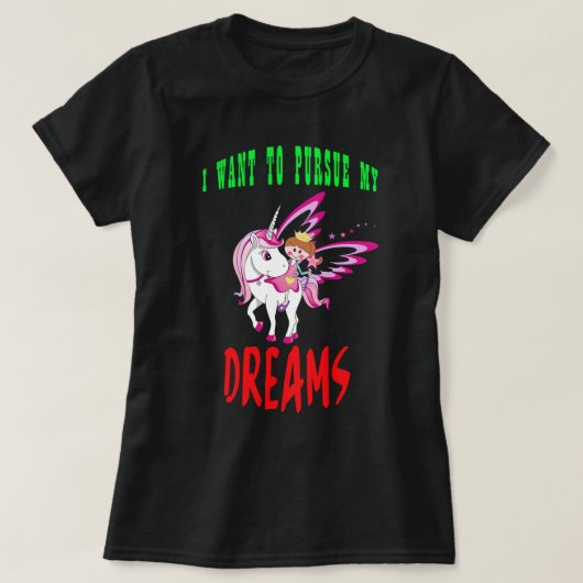 Neue grüne rote Unicorns-Traum-ursprüngliches T-Shirt (Design vorne)
