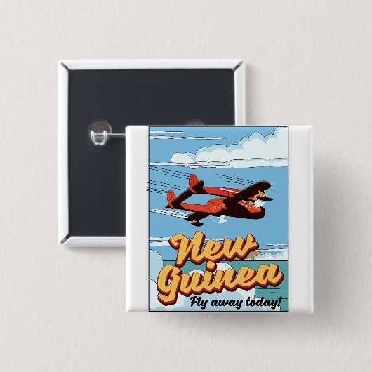 Neue Guinea Abenteuer Poster. Button (Vorne & Hinten)