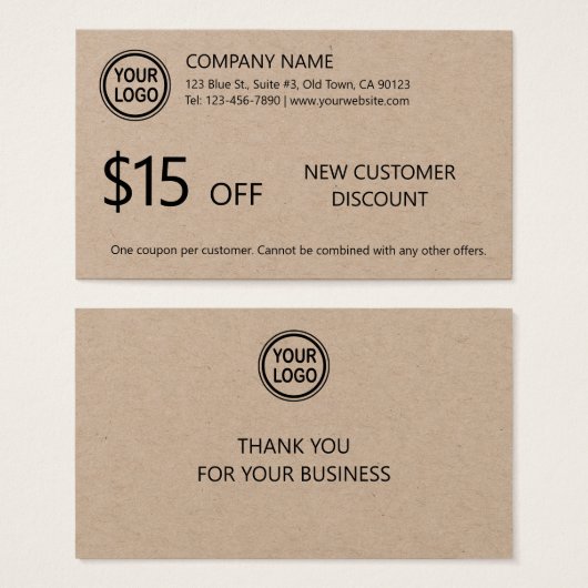 Neue Gutscheinkarte für Kunden (Vorne & Hinten)
