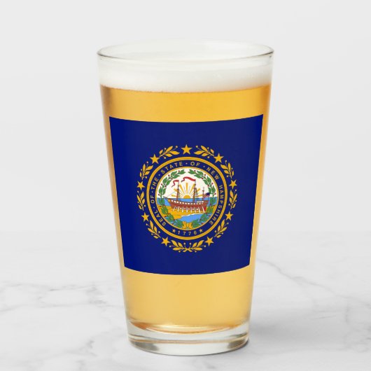 Neue Hampshire-Flagge Glas (Vorne (Gefüllt))