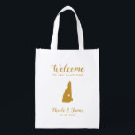 Neue Hampshire Map Wedding Welcome Bag, Gold Tasch Wiederverwendbare Einkaufstasche<br><div class="desc">Hochzeitswochenende Begrüßungsgeschenktasche für Gäste,  die außerhalb der Stadt wohnen,  mit dem Bild von New Hampshire,  mit dem Herzen,  das Sie an der genauen Lage platzieren können. Fülle die Tasche mit deinen Lieblingsgoodies.</div>