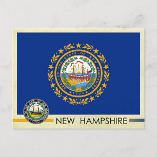 Neue Hampshire-Staatsflagge und Siegel Postkarte