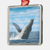 Neue HampshireHumpback Wal-Szene Silbernes Ornament (Links)