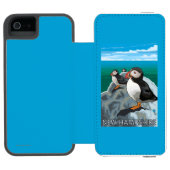Neue HampshirePuffins Szene Incipio iPhone Geldbeutel-Hülle (Folio Geöffnet)