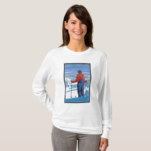 Neue HampshireSkier bewundern Ansicht T-Shirt (Vorne ganz)