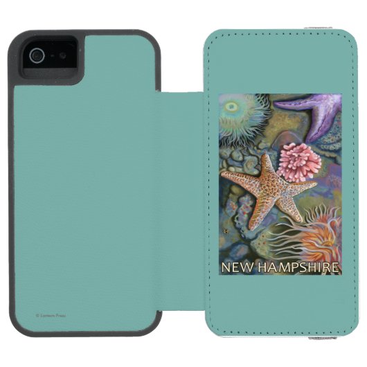 Neue HampshireTidepool Szene Incipio iPhone Geldbeutel-Hülle (Folio Geöffnet)