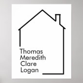Neue Hausfamilie Minimalistisch mit Namen Poster (Vorne)