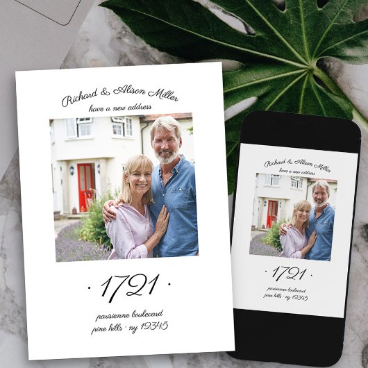 Neue Hausnummer Elegantes Foto Bewegung Ankündigung