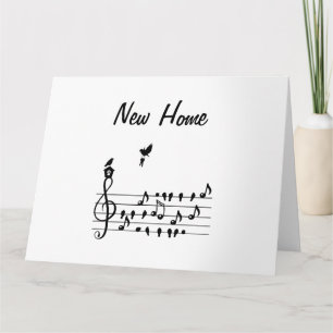 Neue Heimat Harmonie: Musikalischer Vogel mit Haus Karte